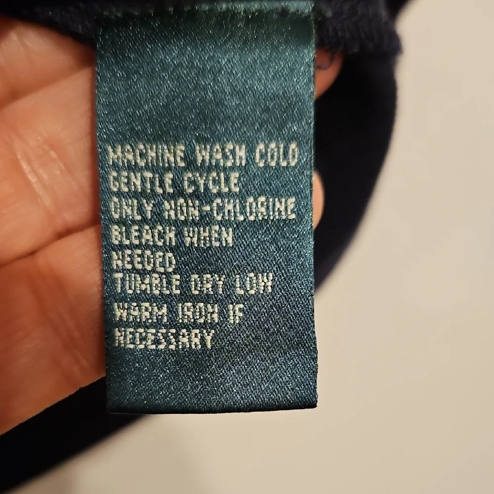 Lauren Ralph Lauren Navy Long Sleeve Polo with White Trim - Picture 3 of 4